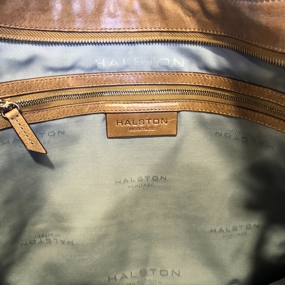 HALSTON Heritage Tan Leather and Tan Suede Hobo Handbag with Dust Bag - Picture 5 of 14